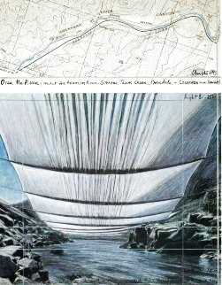 Over the River 1999 Hand Signed  Limited Edition Print - Javacheff   Christo