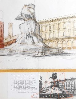 Wrapped Monument For Vittorio Emmanuelle 1970 Limited Edition Print - Javacheff Christo Wrapped Monument For Vittorio Emmanuelle 1970 Limited Edition Print - Javacheff Christo