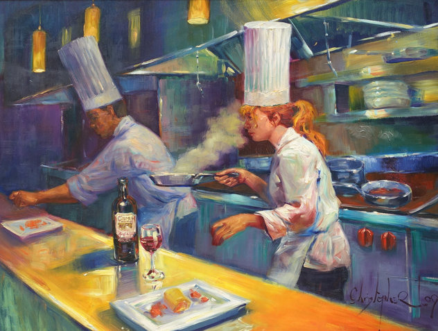 Chef in Kitchen 54x65 Huge Mural Size Original Painting by Christopher M