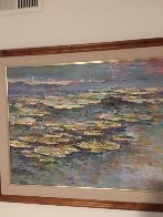 Lily Pads 1989 48x38 Super Huge Original Painting by Lau Chun - 3 Lily Pads 1989 48x38 Super Huge Original Painting by Lau Chun - 3