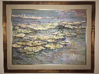 Lily Pads 1989 48x38 Super Huge Original Painting by Lau Chun - 1 Lily Pads 1989 48x38 Super Huge Original Painting by Lau Chun - 1