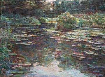 Water Garden 1989 48x38 Original Painting - Lau Chun Water Garden 1989 48x38 Original Painting - Lau Chun