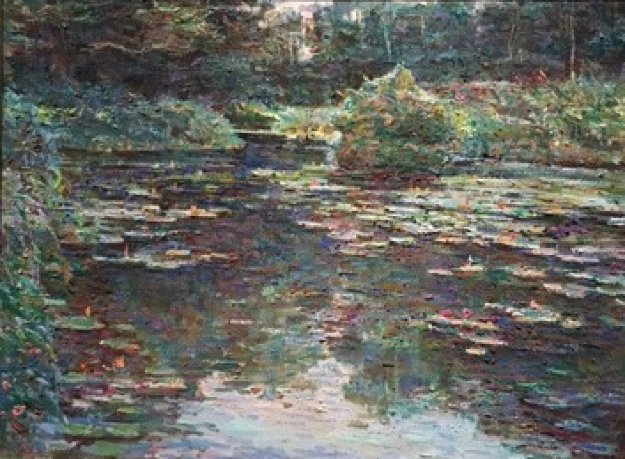 Water Garden 1989 48x38 Original Painting by Lau Chun Water Garden 1989 48x38 Original Painting by Lau Chun