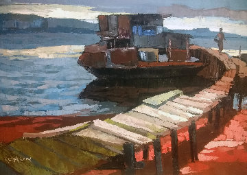 Pier 1968 23x33 Original Painting - Lau Chun Pier 1968 23x33 Original Painting - Lau Chun