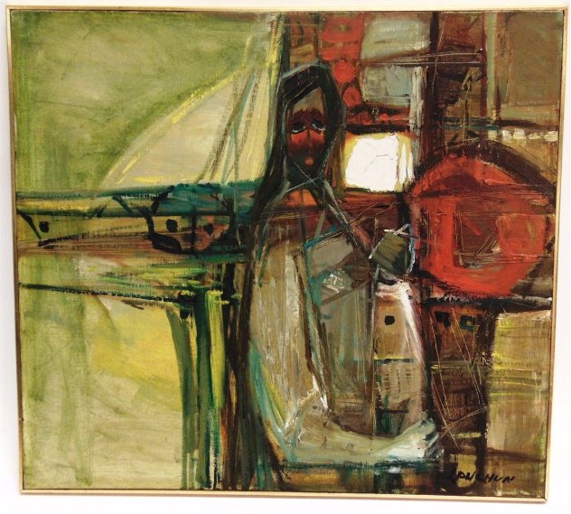 Abstract  (Figure) 1968 20x22 Original Painting by Lau Chun