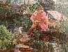 Girl on Pond 31x37 Huge Original Painting by Lau Chun - 0