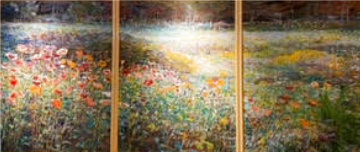 Untitled Triptych 41x93 Original Painting - Lau Chun Untitled Triptych 41x93 Original Painting - Lau Chun