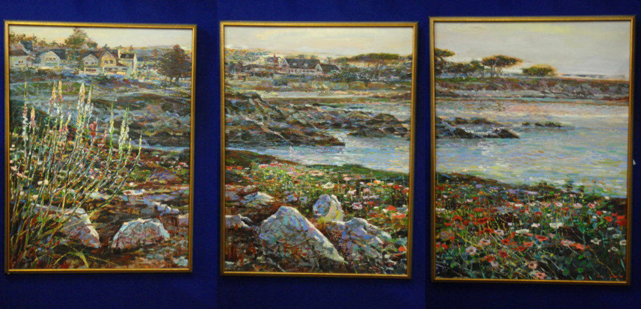 Lovers Point, Monterey Ca Triptych 1996 50x114 Super Huge Mural Original Painting by Lau Chun Lovers Point, Monterey Ca Triptych 1996 50x114 Super Huge Mural Original Painting by Lau Chun