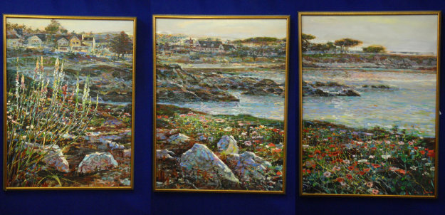 Lovers Point, Monterey Ca Triptych 1996 50x114 Mural Original Painting by Lau Chun Lovers Point, Monterey Ca Triptych 1996 50x114 Mural Original Painting by Lau Chun