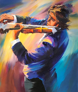 Violinest 42x37 Huge Original Painting - Christian Jequel