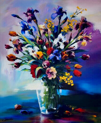 Bouquet 1996 32x36 Original Painting - Christian Jequel