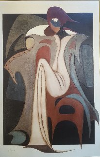 La Femme D' Arlequity 48x32 Huge  Original Painting - Jean Claude Gaugy