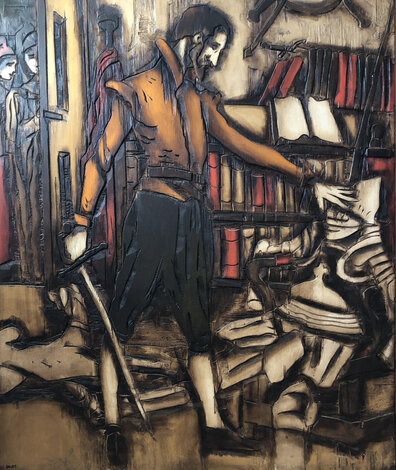 Untitled Portrait Early 1974 62x50 Wood Carving - Huge Original Painting - Jean Claude Gaugy