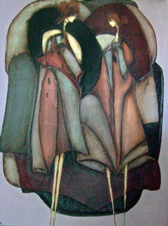 Les Dulcinees 1989 34x42 Original Painting - Jean Claude Gaugy Les Dulcinees 1989 34x42 Original Painting - Jean Claude Gaugy