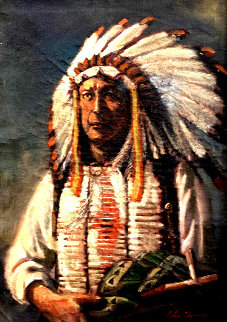 American Indian Chief 1955 16x20 Original Painting - John Clymer American Indian Chief 1955 16x20 Original Painting - John Clymer