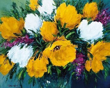 Yellow Bloom 2006 36x44 Huge Original Painting - Christian Nesvadba