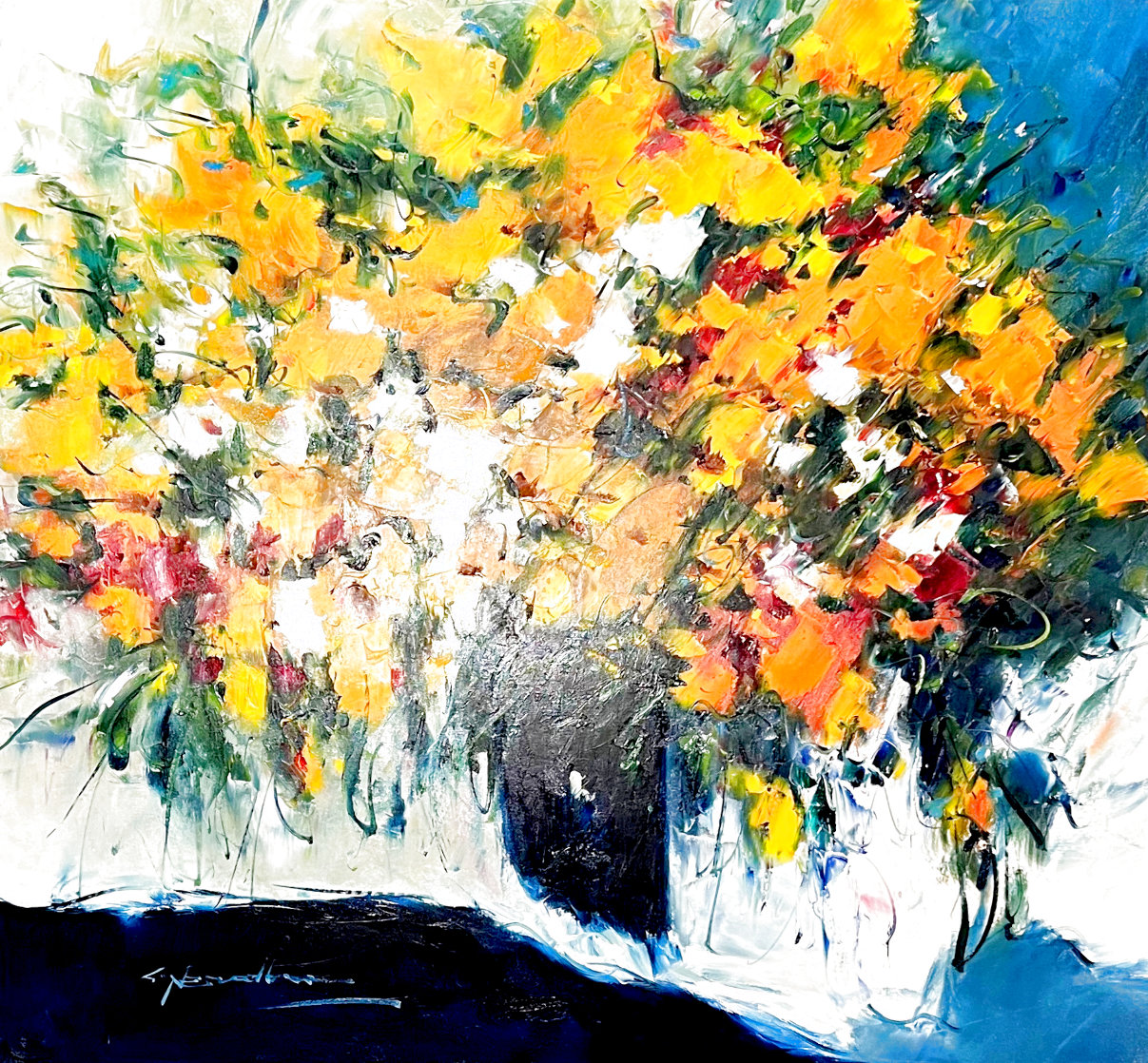Untitled Floral 2006 40x40 - Huge Original Painting by Christian Nesvadba