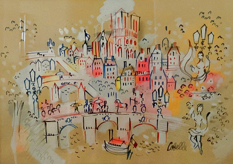 Untitled Parisian Cityscape 1960 30x38 - France Original Painting - Charles Cobelle