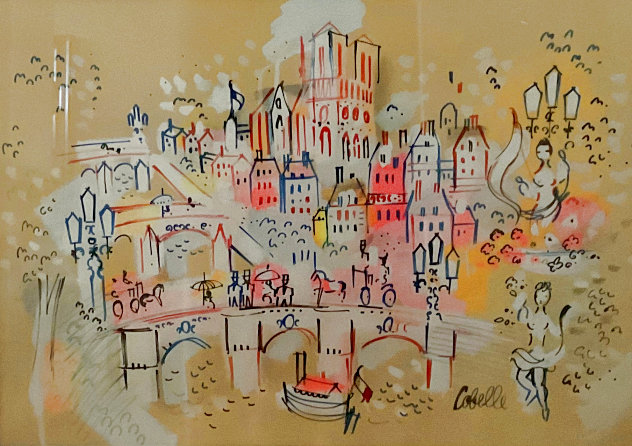 Untitled Parisian Cityscape 1960 30x38 - France Original Painting by Charles Cobelle