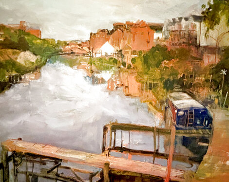 Tewkesbury 2012 30x40 Oil on Board - Huge - England Original Painting - Frances Cockburn