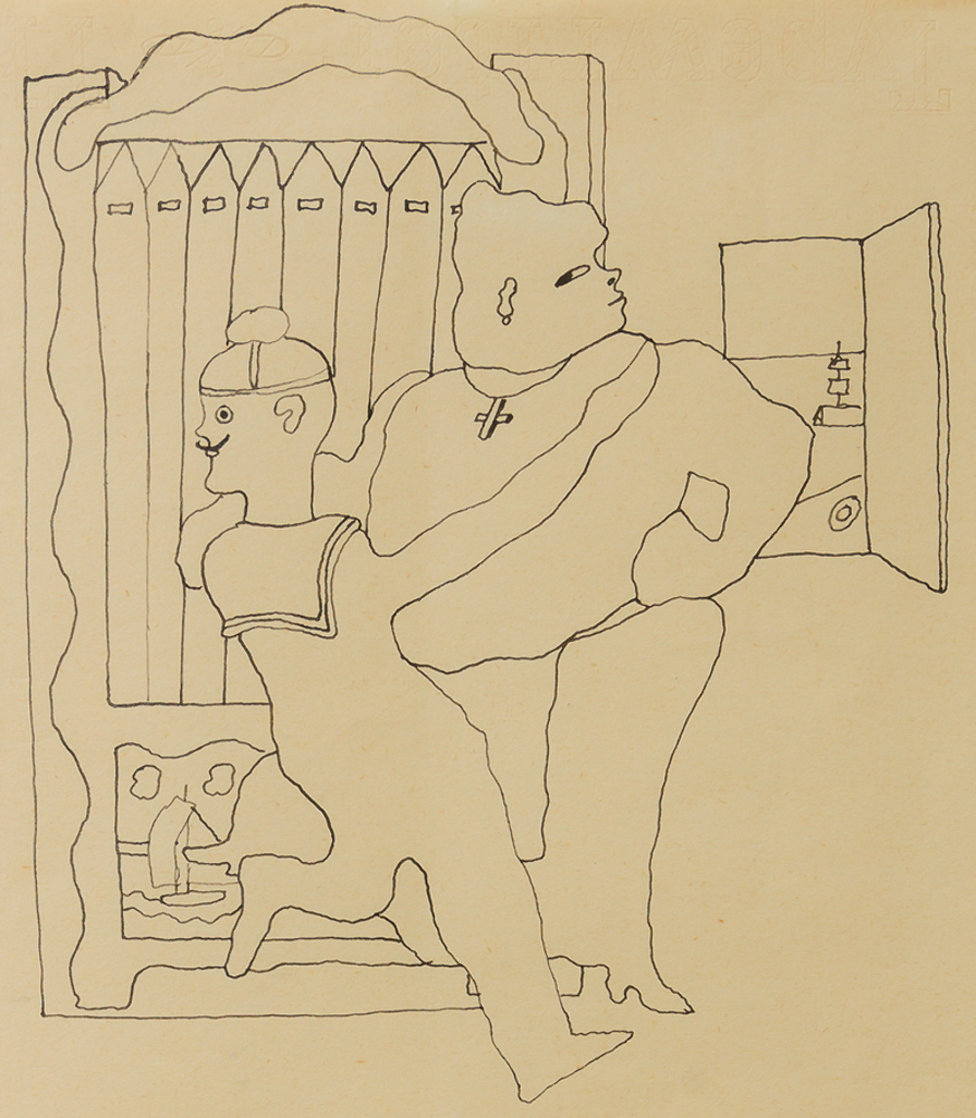 Sailor's Embrace Drawing 1924 15x17 Drawing by Jean Cocteau Sailor's Embrace Drawing 1924 15x17 Drawing by Jean Cocteau