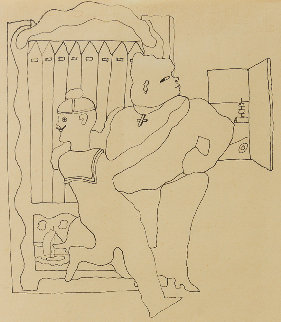 Sailor's Embrace Drawing 1924 15x17 Drawing - Jean Cocteau