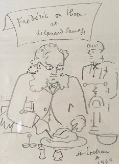 Frederic Ou Ibsen Et Le Canard Sauvage Drawing 1962 10x8 HS Works on Paper (not prints) - Jean Cocteau Frederic Ou Ibsen Et Le Canard Sauvage Drawing 1962 10x8 HS Works on Paper (not prints) - Jean Cocteau