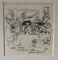 Willy, Polaire, Toby Chien Et Colette Au Palace De Glace Drawing 1935 10x8 HS Drawing by Jean Cocteau - 1