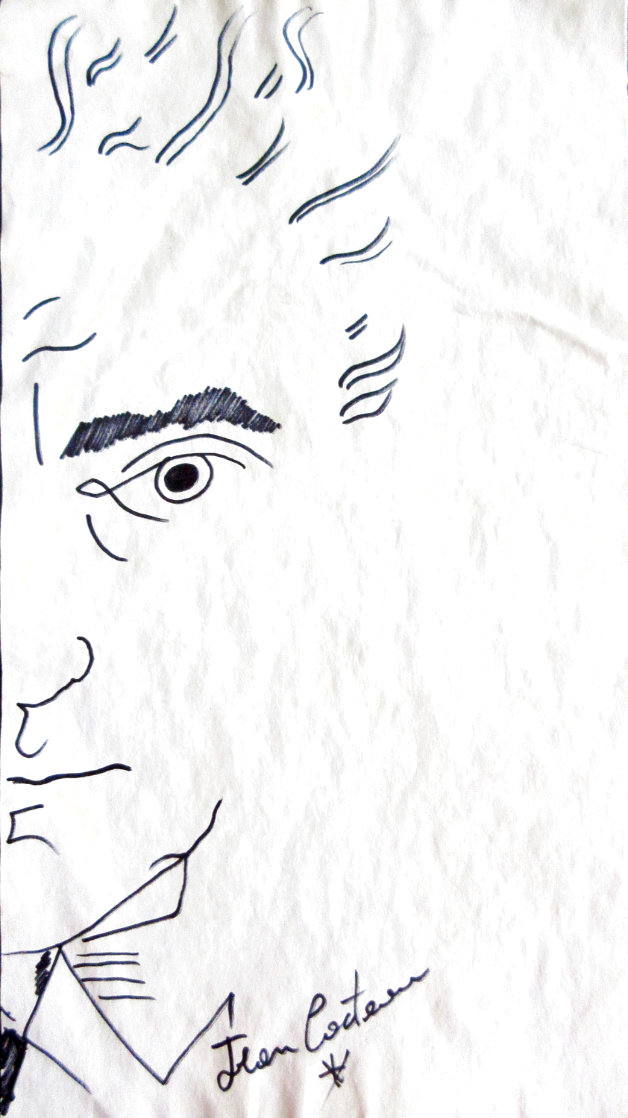 Self Portrait 12x7 HS Drawing by Jean Cocteau
