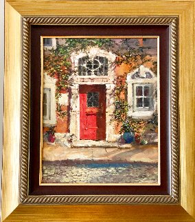 Afternoon Light on the Red Door 2009 29x26 Original Painting - James Coleman Afternoon Light on the Red Door 2009 29x26 Original Painting - James Coleman