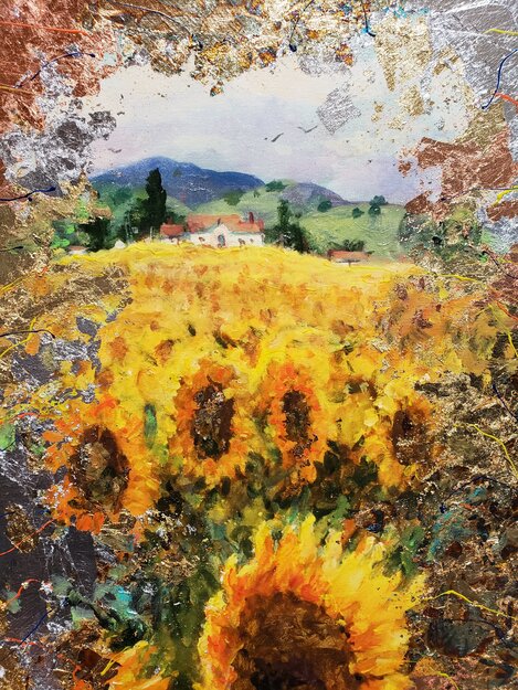Reflections of Yellow And Gold Unique 2019 30x15 Works on Paper (not prints) - James Coleman
