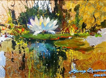 Lily Reflections 2011 12x16 Original Painting - James Coleman Lily Reflections 2011 12x16 Original Painting - James Coleman