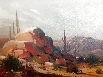 Pale Desert 1989 26x32 - California Original Painting - James Coleman