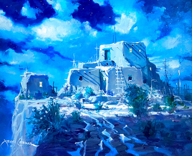 Night Dreams 1989 34x40 - Huge Southwest Painting by James Coleman