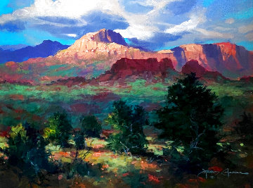 Red Rock Panorama 1989 29x35 - Las Vegas, Nevada Original Painting - James Coleman