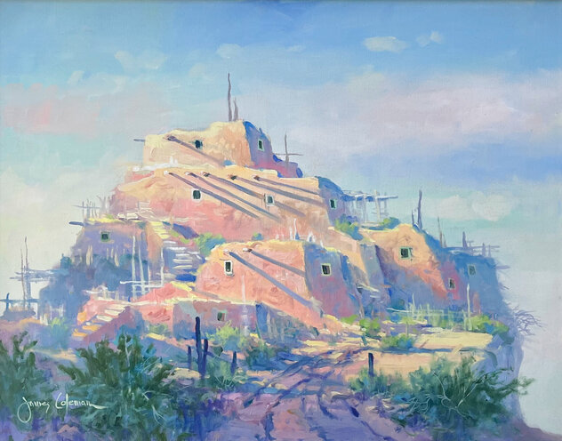 Long Shadows 1988 29x35 Oil on Canvas - New Mexico by James Coleman
