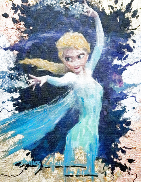 Elsa Unique 2020 24x21 - Mixed Media on Canvas - Signed Twice - Disney Original Painting by James Coleman