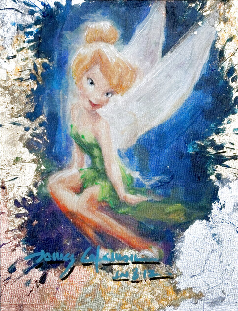 Tinkerbell Unique 2020 24x21 Mixed Media on Canvas - Signed Twice - Disney Original Painting by James Coleman