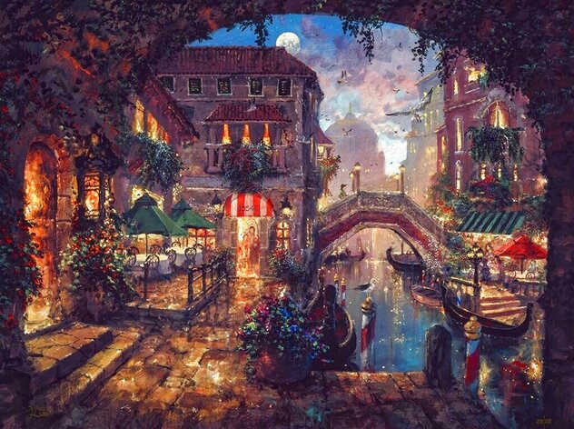 Venice Twilight 2019 - Framed Embellished Caldograph on Wood