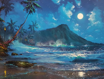 Moon Over Diamond Head 1997 - Hawaii Limited Edition Print - James Coleman