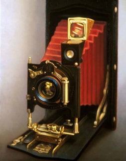 Red Bellows ER Camera 55x45 Original Painting - Thomas R Colletta Red Bellows ER Camera 55x45 Original Painting - Thomas R Colletta