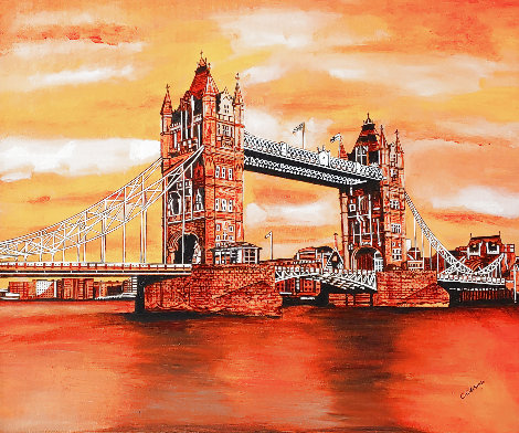 Tower Bridge Iconic Landmark 2020 22x26 - London, England Original Painting - Catherine Colosimo