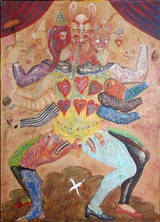 Many-Headed Man 1980 69x55 Super Huge Original Painting - Alejandro Colunga Many-Headed Man 1980 69x55 Super Huge Original Painting - Alejandro Colunga