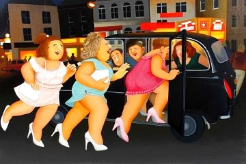 Girls in a Taxi Limited Edition Print - Beryl Cook Girls in a Taxi Limited Edition Print - Beryl Cook