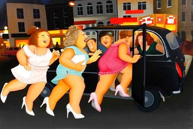 Girls in a Taxi Limited Edition Print by Beryl Cook Girls in a Taxi Limited Edition Print by Beryl Cook