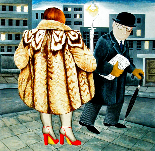 My Fur Coat AP 1988 - Huge Limited Edition Print by Beryl Cook