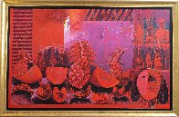 Bodegon in Red 2000 63x101 Super Huge Mural Original Painting by Vladimir Cora - 2 Bodegon in Red 2000 63x101 Super Huge Mural Original Painting by Vladimir Cora - 2