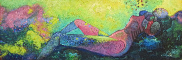 Reposa En Las Rocas 1992 17x48 Huge Original Painting - Vladimir Cora Reposa En Las Rocas 1992 17x48 Huge Original Painting - Vladimir Cora