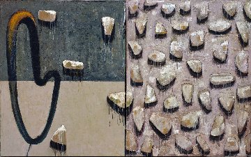 Flor Gris Diptico #1 2003 60x96 Mural Original Painting - Vladimir Cora Flor Gris Diptico #1 2003 60x96 Mural Original Painting - Vladimir Cora