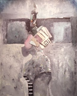Por La Calle 1988 48x40 Original Painting - Vladimir Cora Por La Calle 1988 48x40 Original Painting - Vladimir Cora